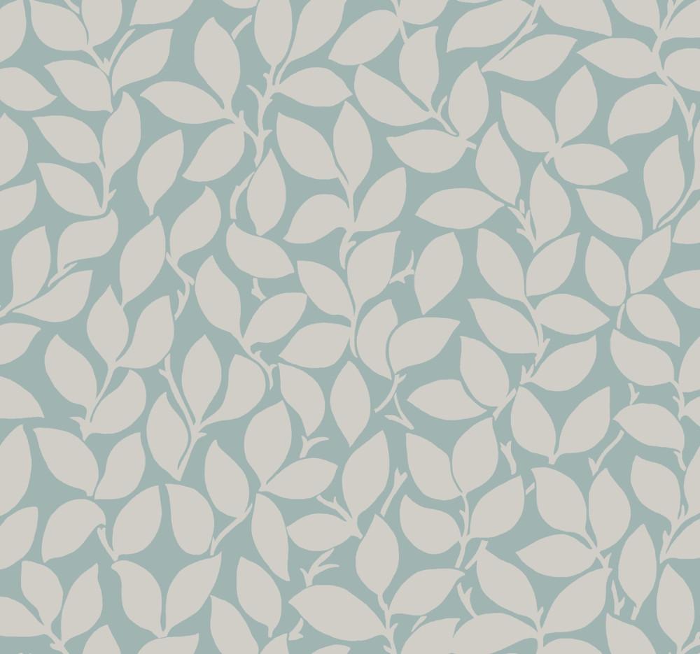 Leaf Vine Wallpaper In Silver And Blue From Masterworks