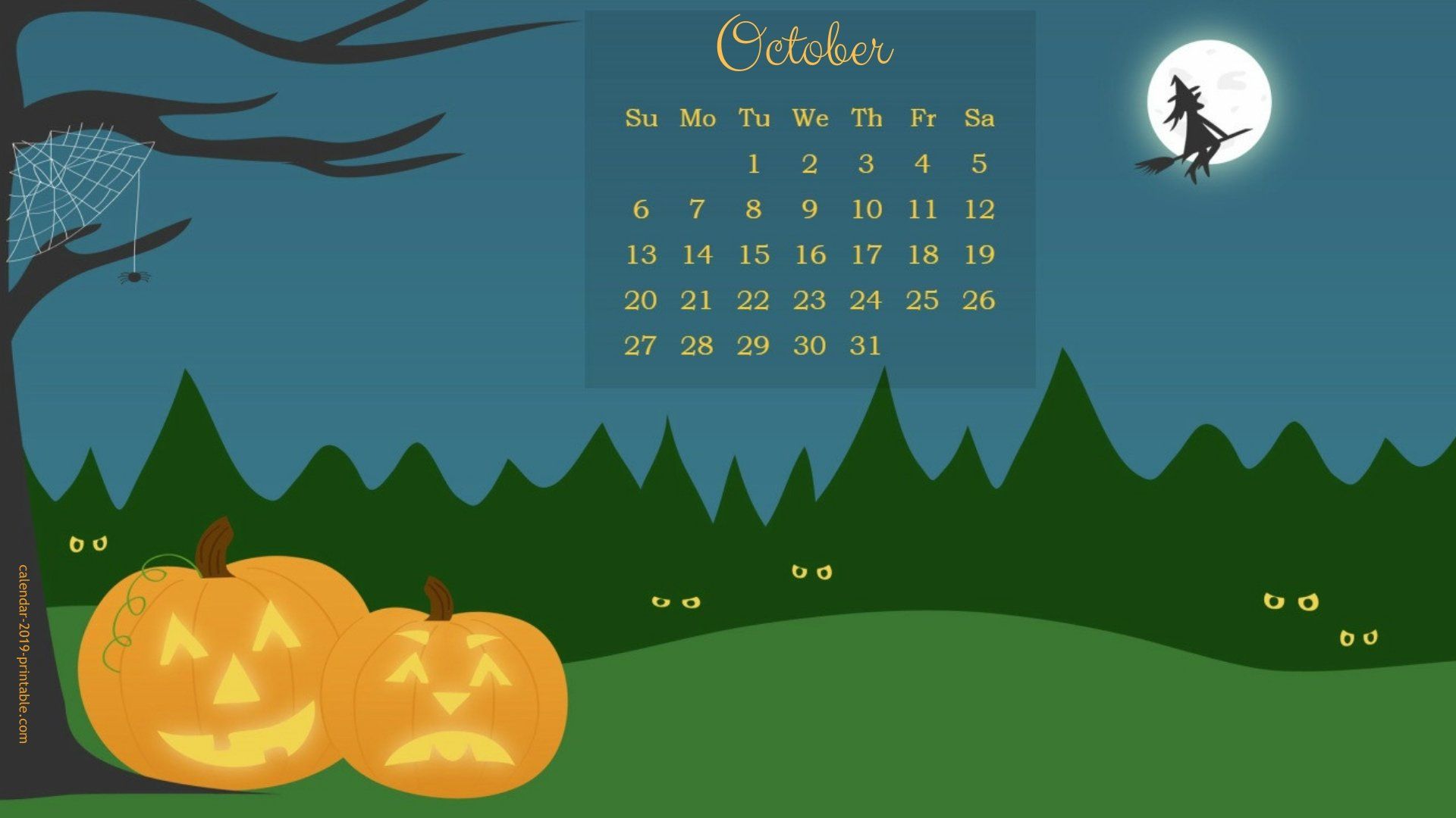 October Calendar Halloween Wallpaper