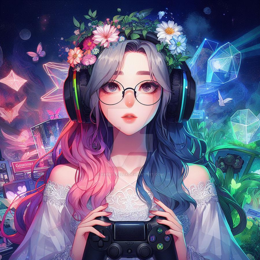 Gamer Girl In Rgb Digital Illustration By Xrebelyellx