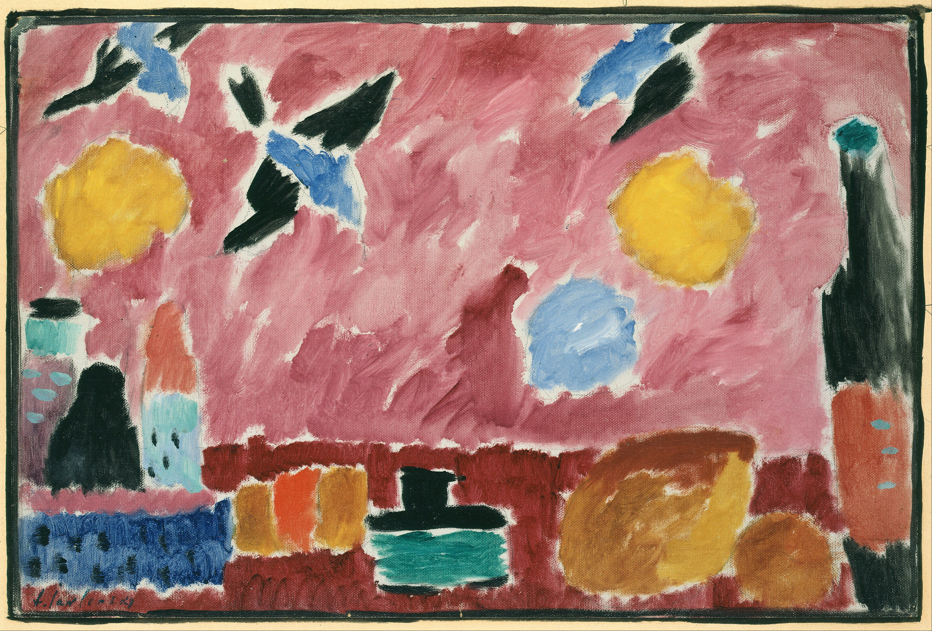 File Alexei Jawlensky With Red Swallow Patterned Wallpaper