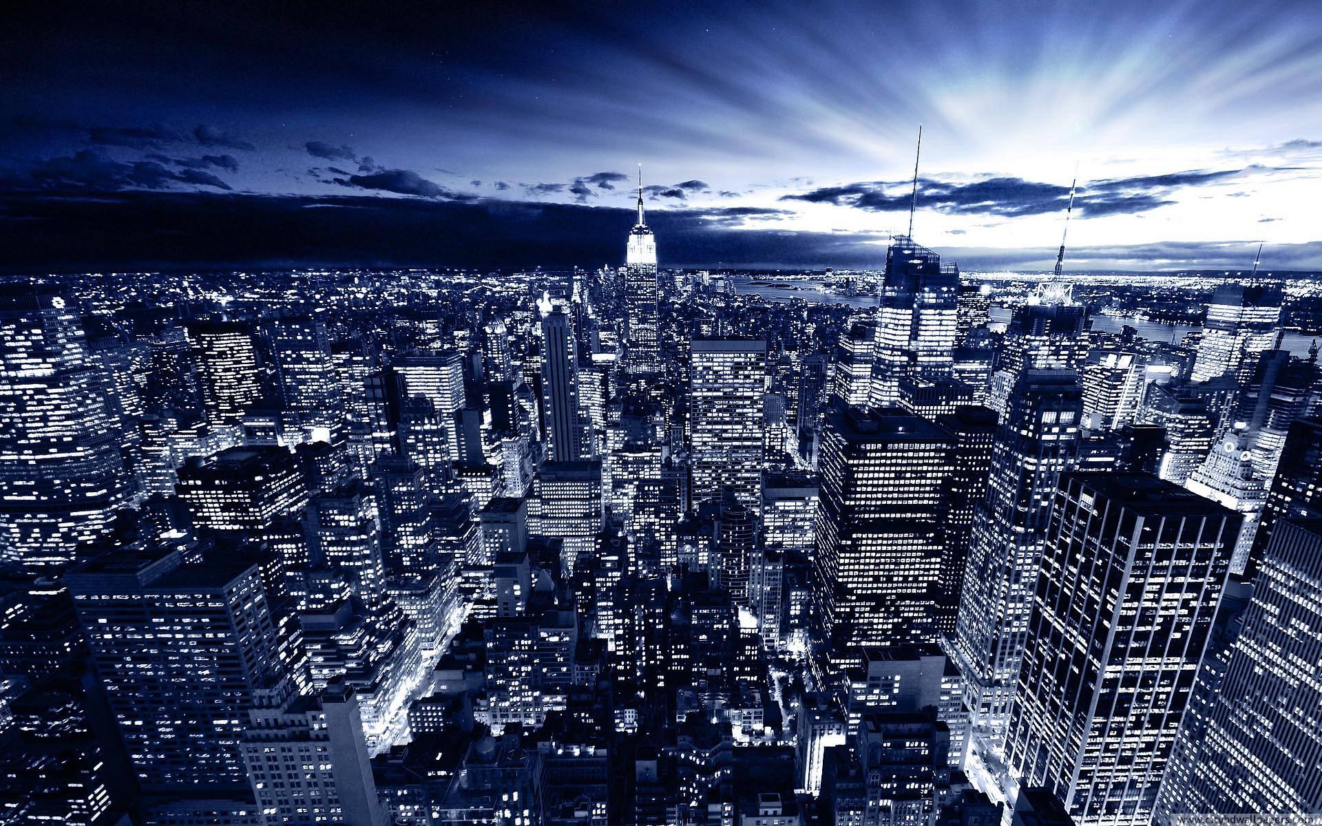 Beautiful City Building Night Light Of New York