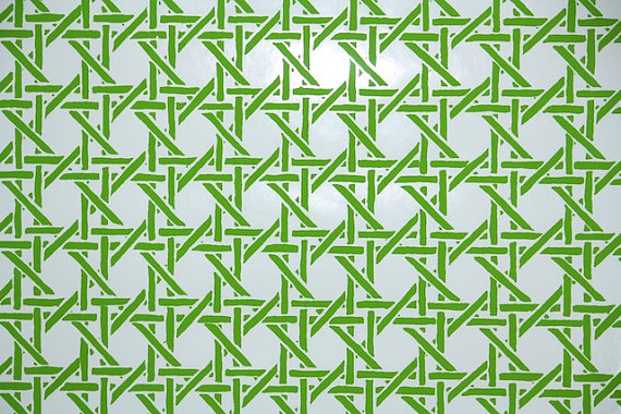 Retro Wallpaper Vintage Green And White Bamboo Lattice