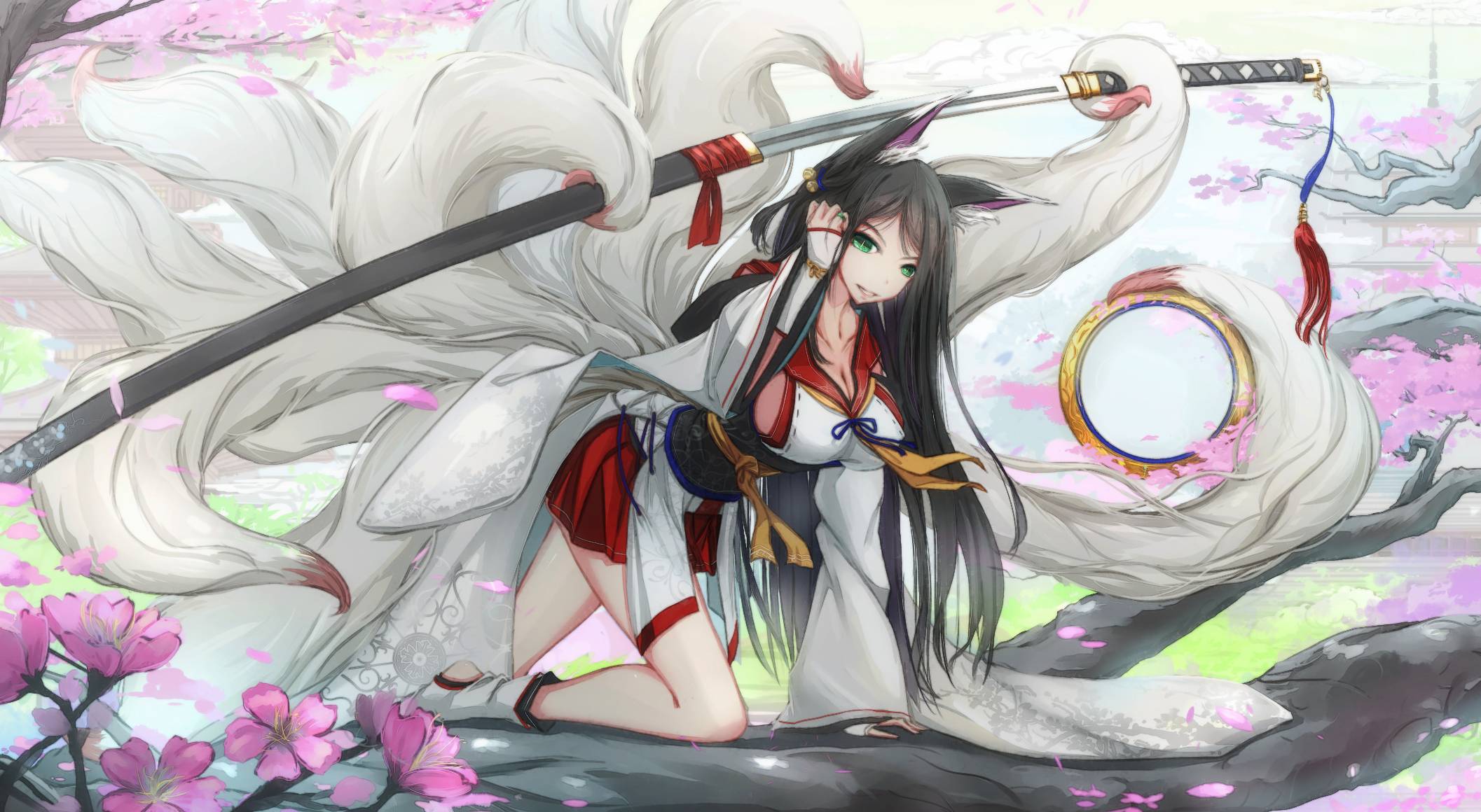 Nine Tailed Fox Anime Girl Wallpaper