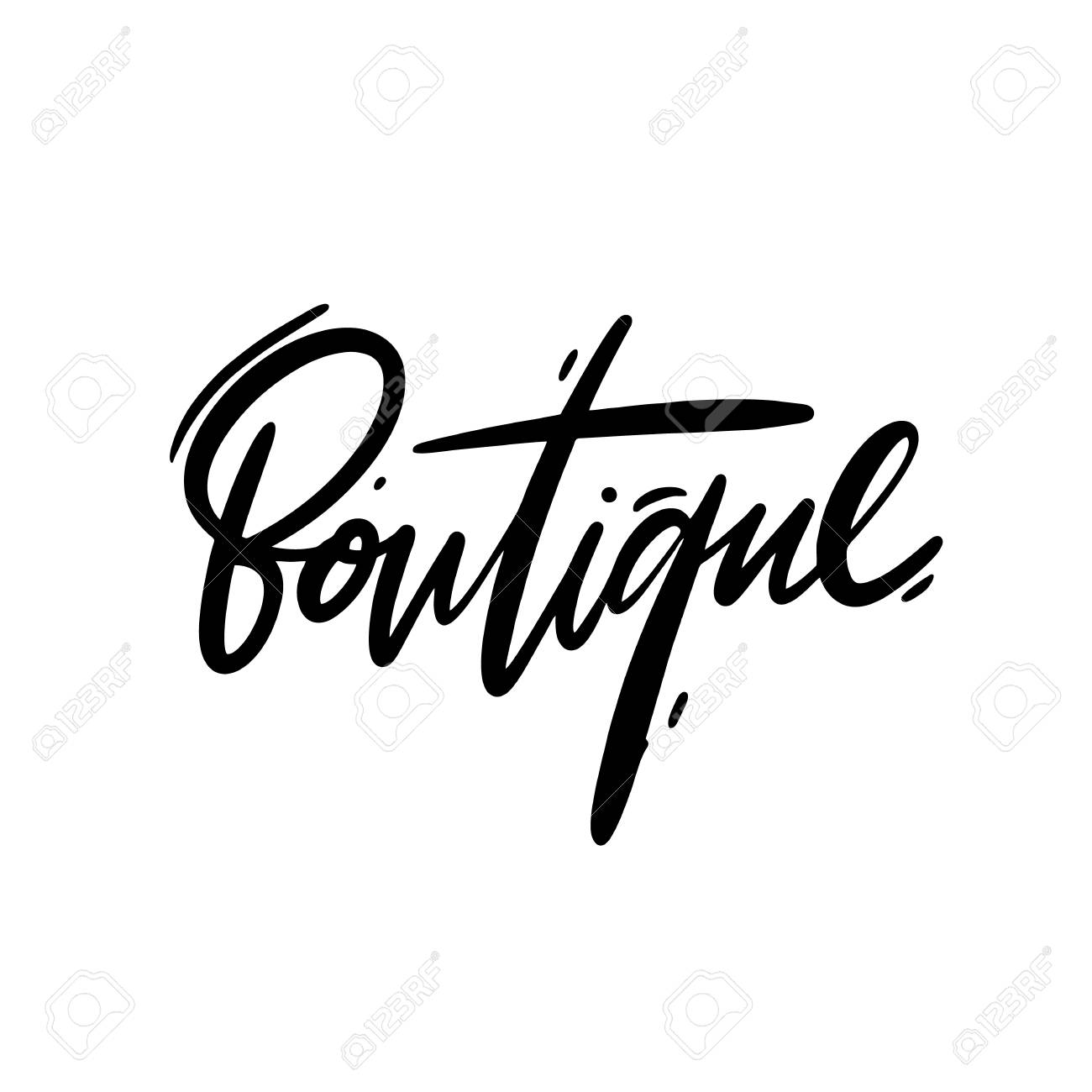 Boutique Hand Drawn Vector Lettering Isolated On White Background