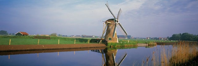 Dutch Windmill Reflections Wall Art Contemporary Wallpaper
