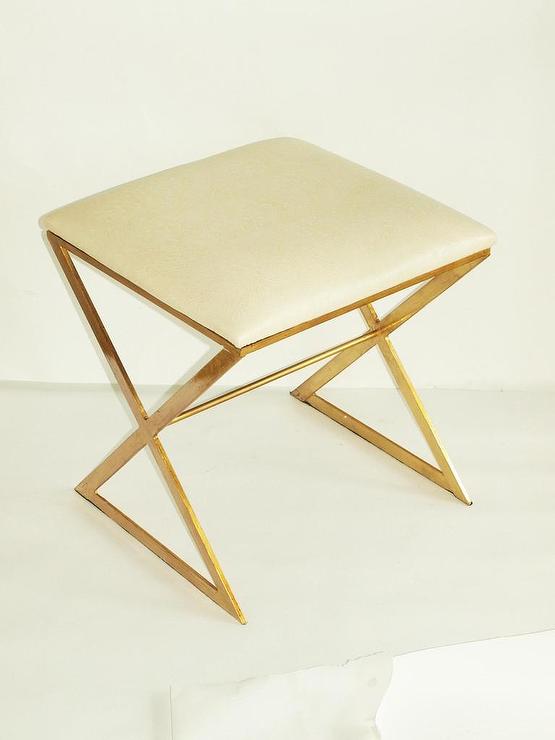 Athena Gold And White Side Stool Vielle Frances