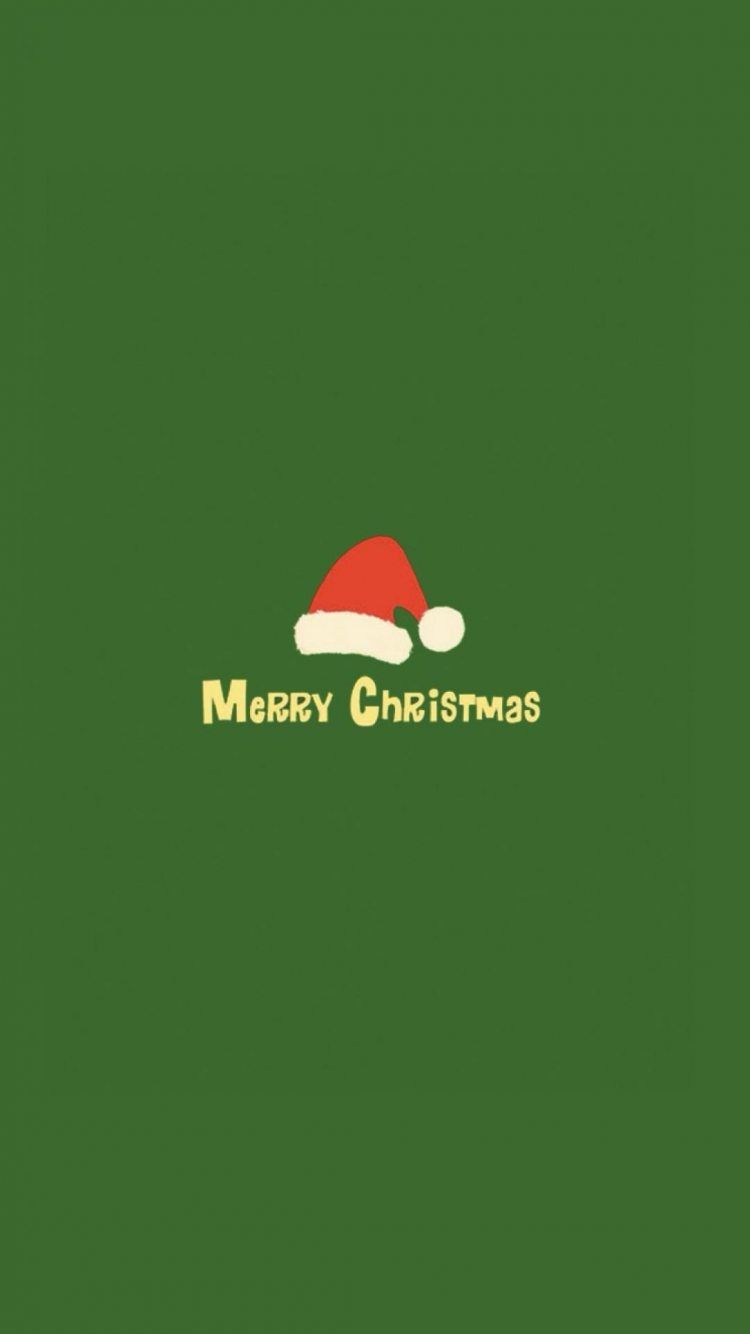 Download Minimalistic Merry Christmas Red Hat Green iPhone 6