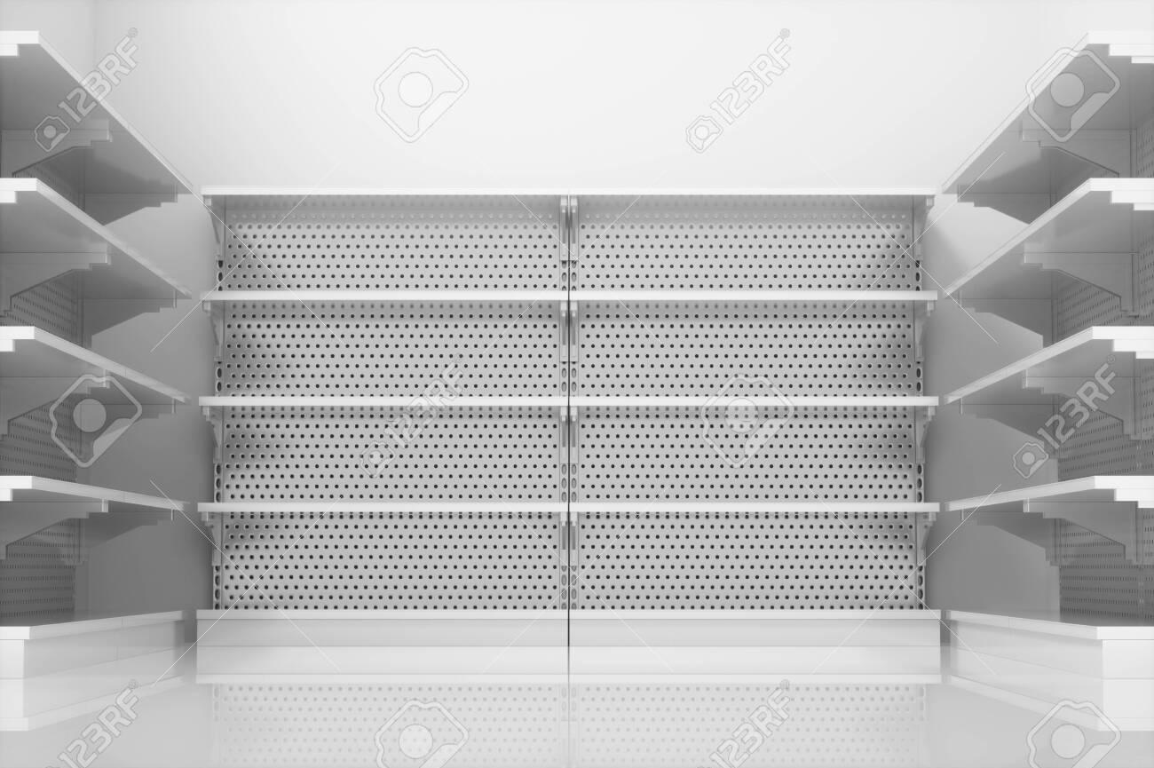 Free download Empty Supermarket Shelves With White Background 3d
