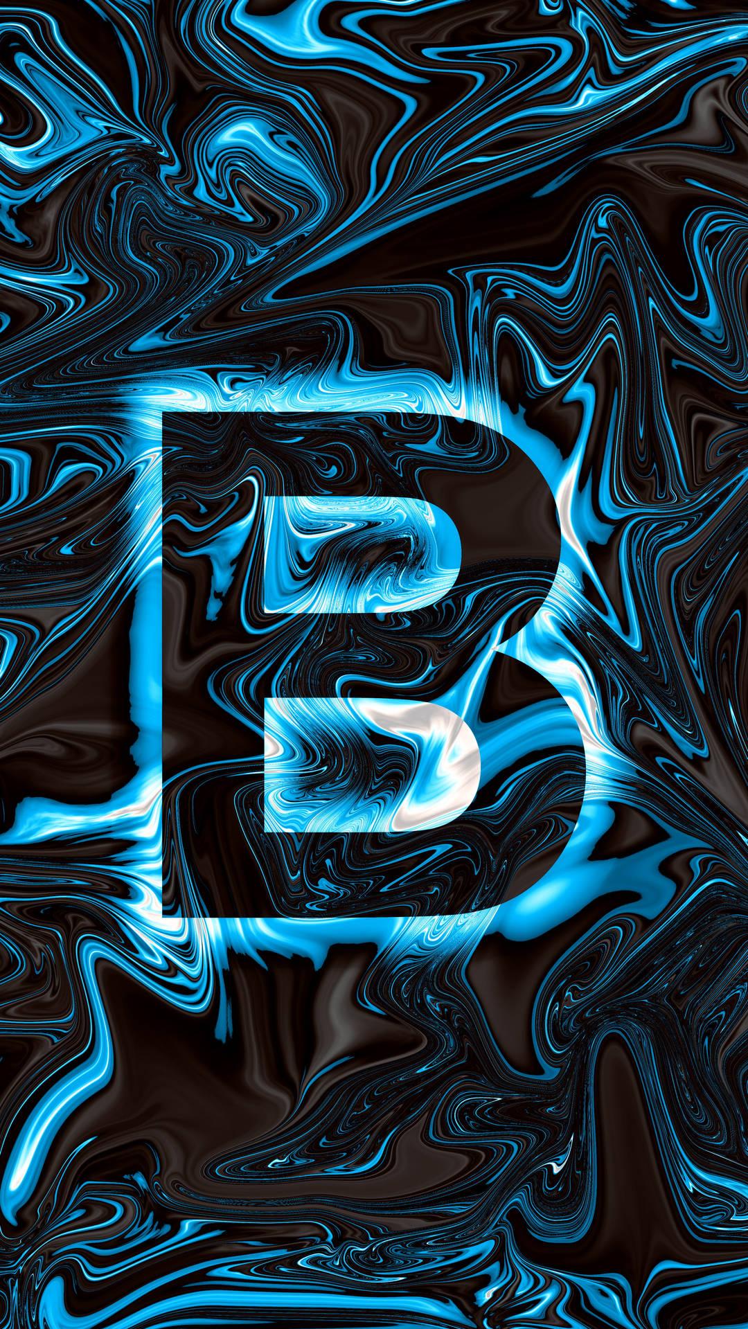Download Blue Holographic Letter B Wallpaper