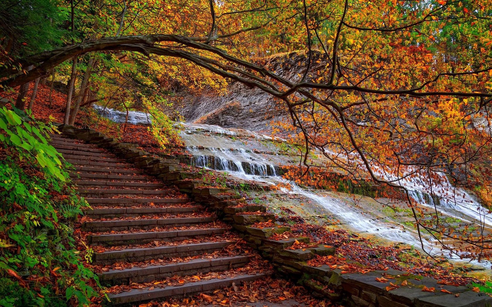 Waterfall On The Stairs Wallpaper