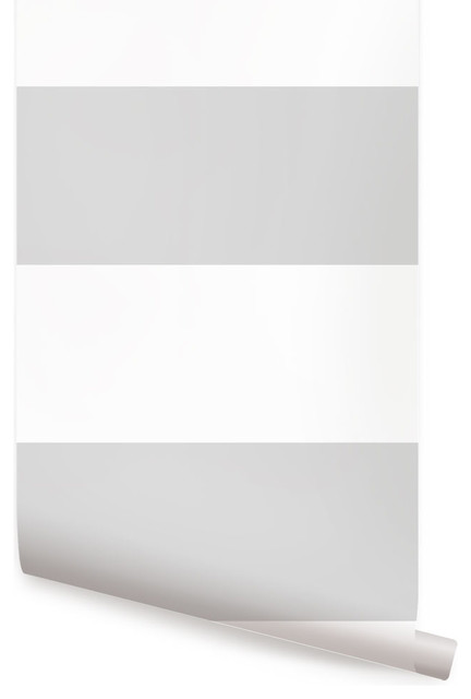 Horizontal Stripe Bold Wallpaper Peel And Stick Gray Transitional