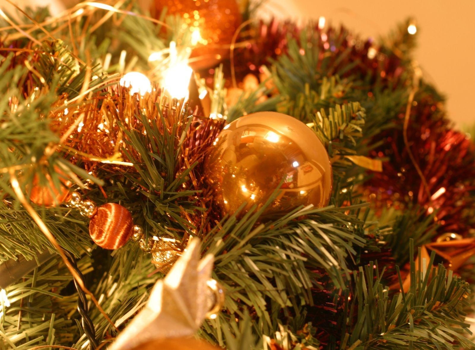 Christmas Toys Balls Tinsel Thread Needles Close Up Holiday
