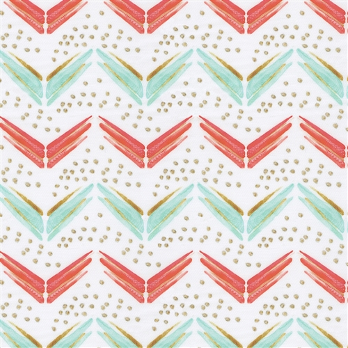 Coral and Teal Chevron Fabric by the Yard Coral Fabric Carousel