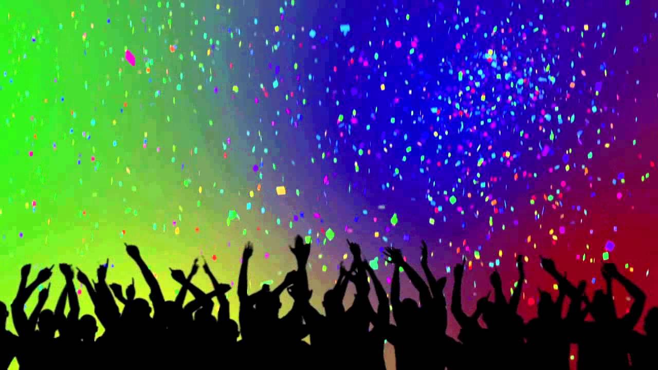 Party Crowd Silhouettes Confetti Looping Background Dance