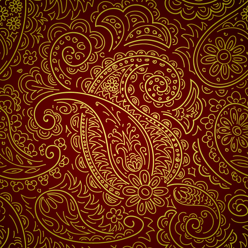 Set Of Brown Paisley Patterns Vector Material Pattern