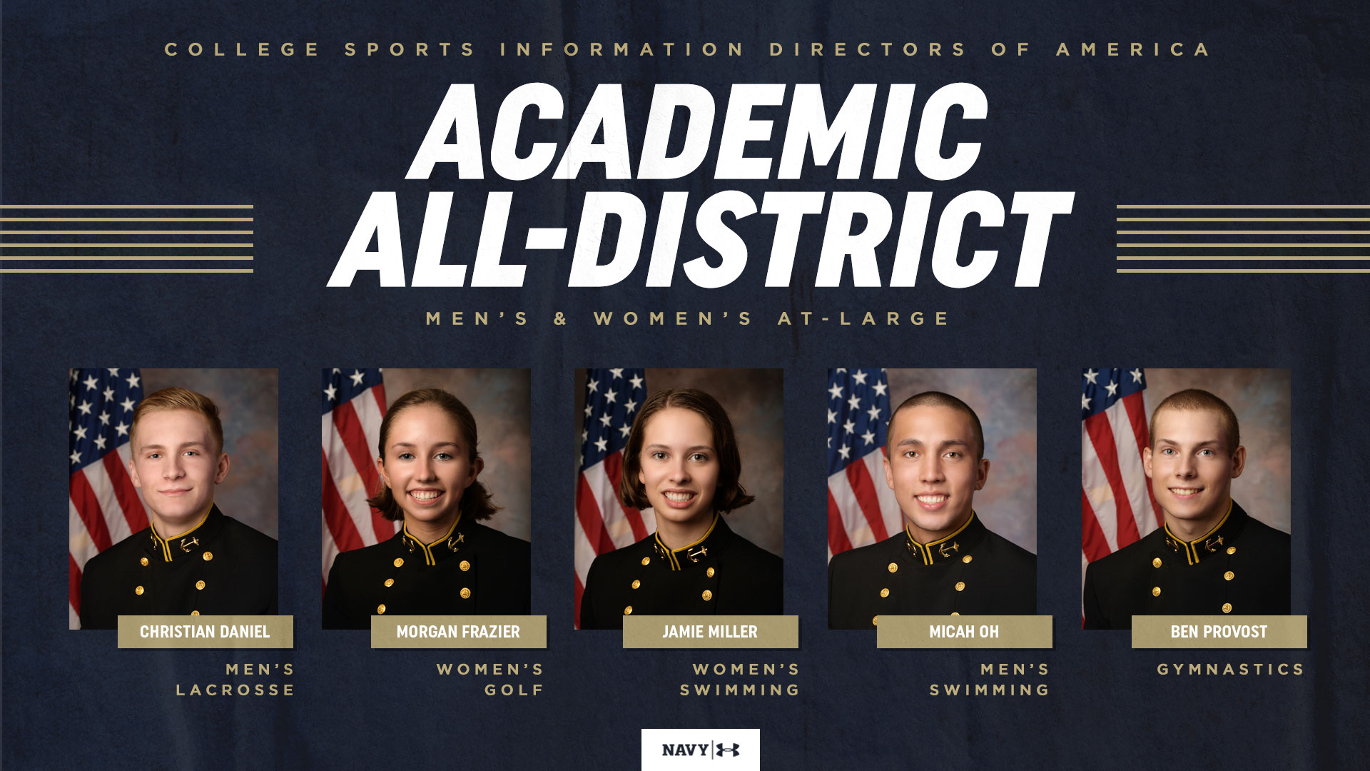 Five Mids Earn Cosida Academic All District Honors Naval Academy
