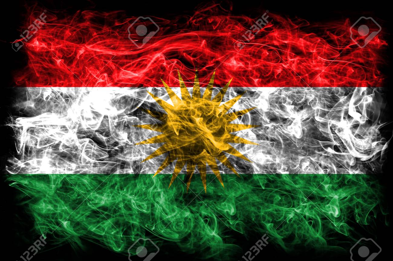 Kurdistan Smoke Flag Iraq Dependent Territory Flag Stock Photo