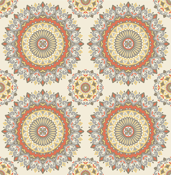 Gemma Coral Boho Medallion Wallpaper From The Kismet Collection By Bre