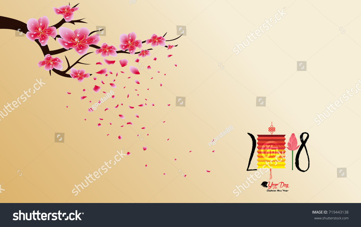 Chinese New Year Blossom Wallpaper Stock Vector