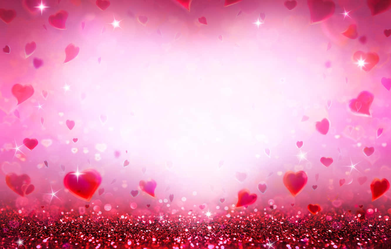 Glitter Pink Hearts Wallpaper