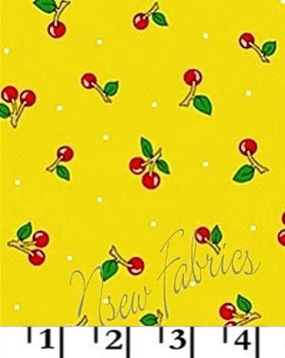 Mary Engelbreit Fabric Big Red Cherry On Yellow By Nsewfabrics