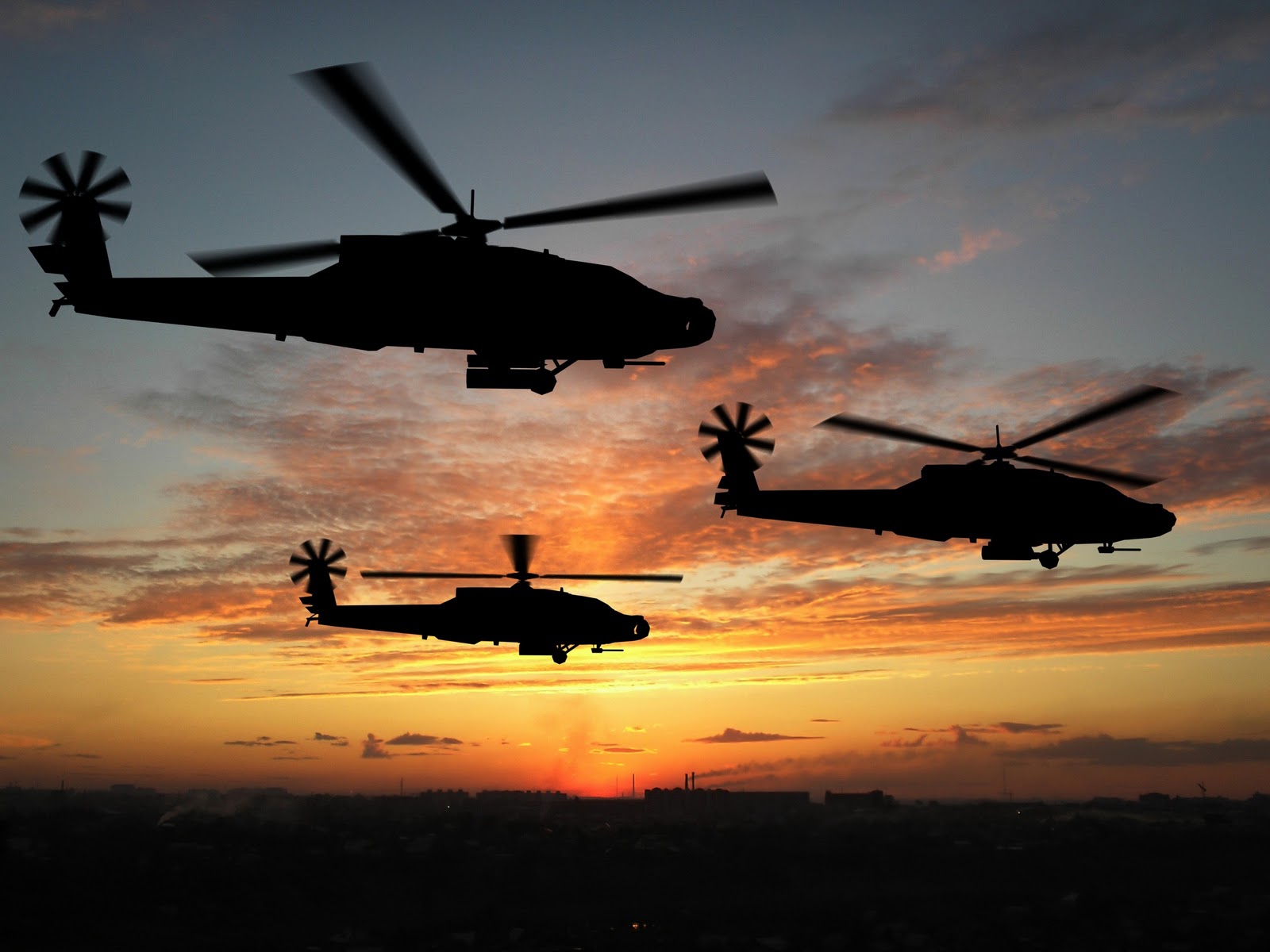 Apache Helicopters Sunset HD Wallpaper Desktop
