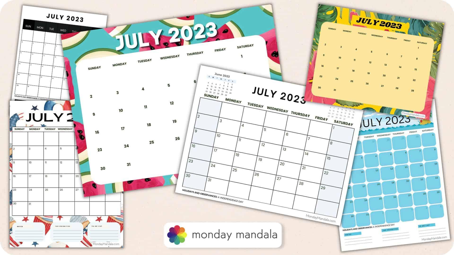 July Printable Calendar Pdf Printables