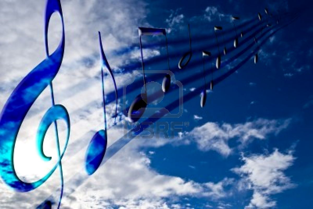 Blue Music Notes Wallpaper Sky