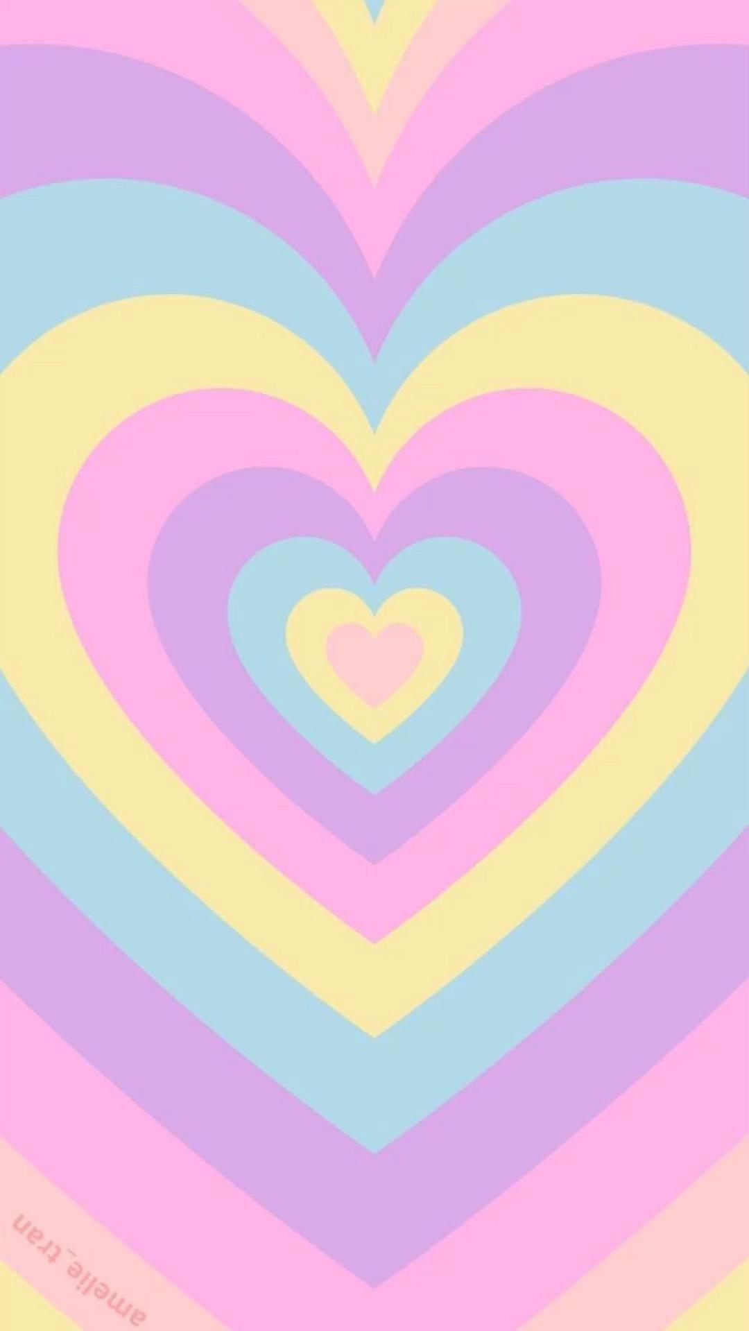 Heart Pattern Wallpaper Background for iPhone {Pastel Rainbow