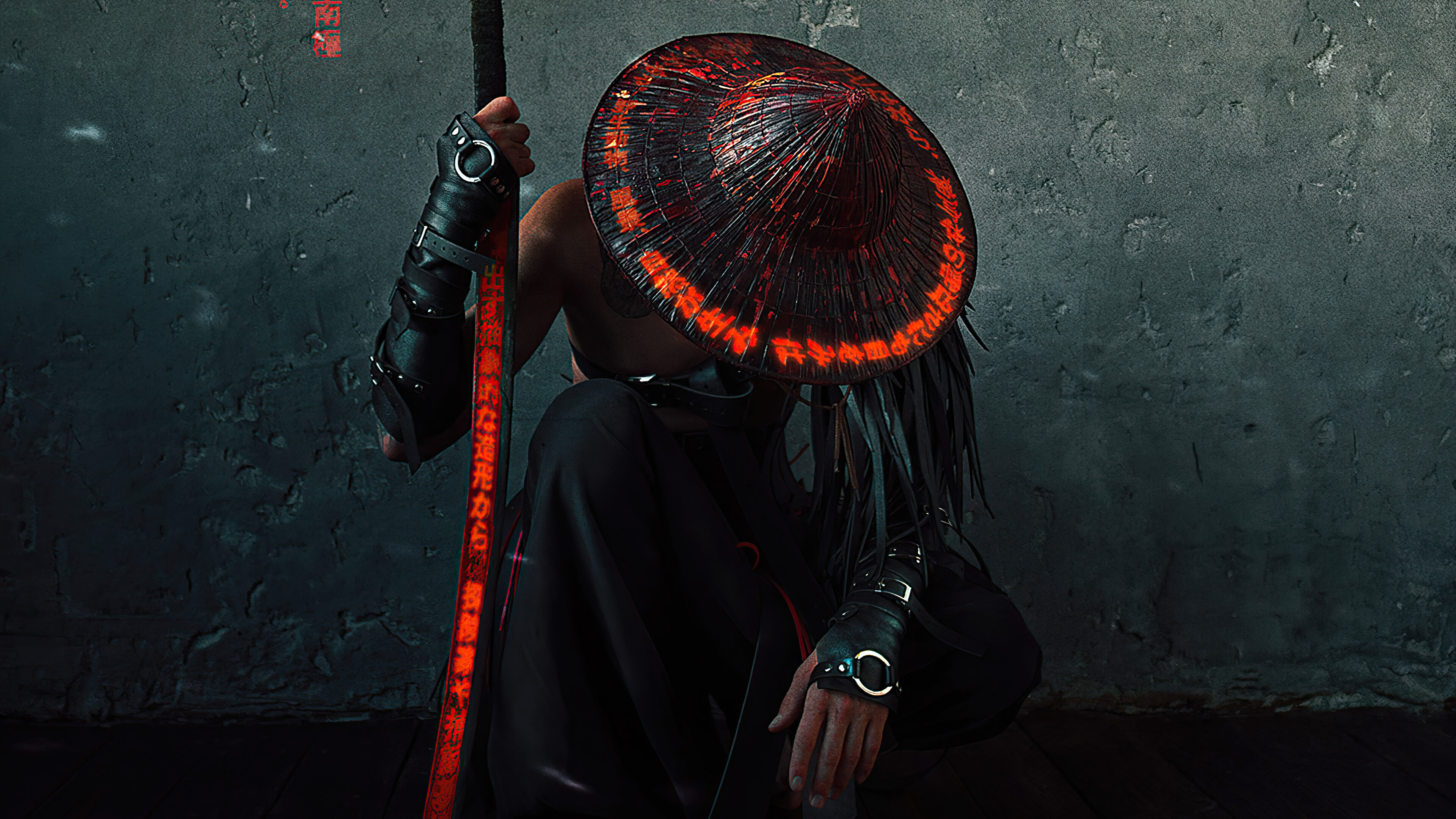 Warrior Kneeling Sword Fantasy 4k Wallpaper