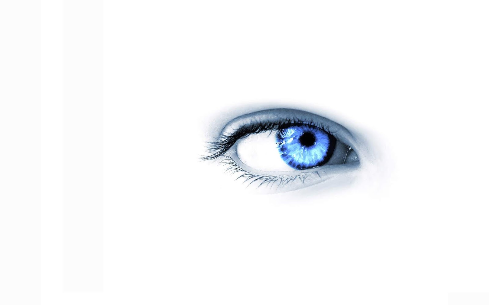 White Wallpaper Blue Eye On Background
