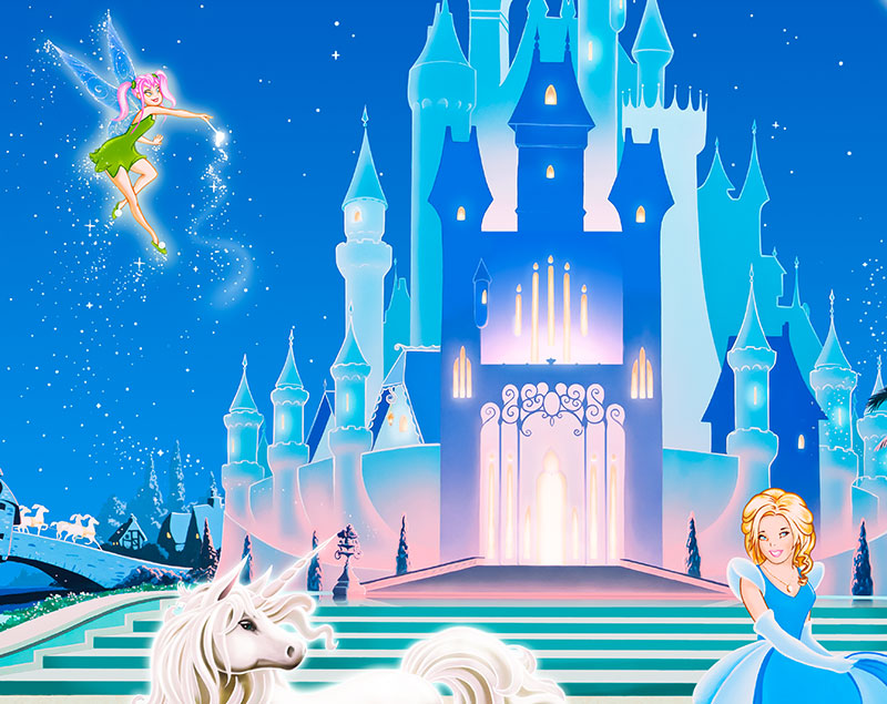 Pan Mural Tinkerbell Disney Cinderella Fairy Princess Castle