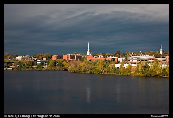 Picture Photo Bangor Skyline With Penobscot River Maine Usa