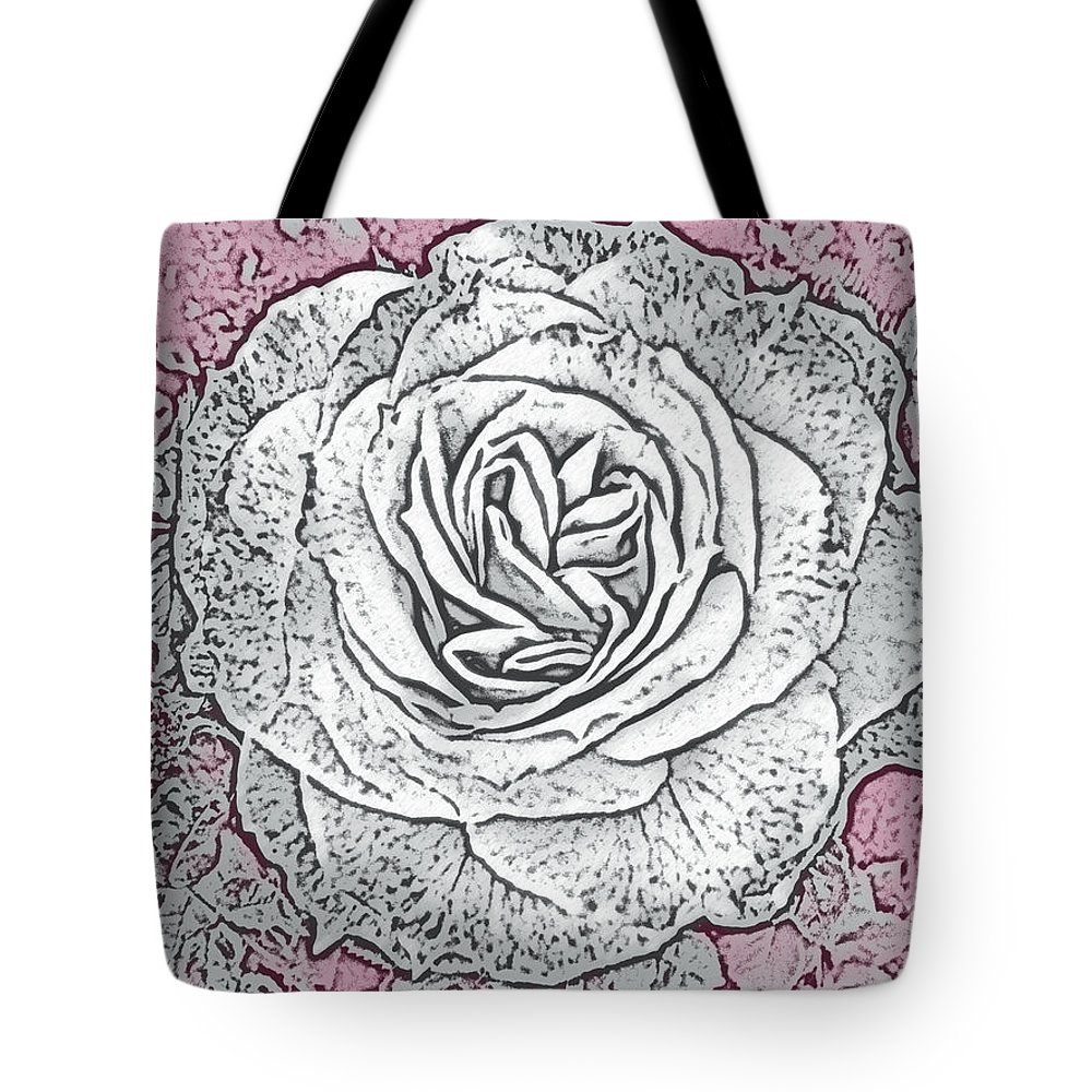 Ritzy Rose With Ink And Pink Background Tote Bag By