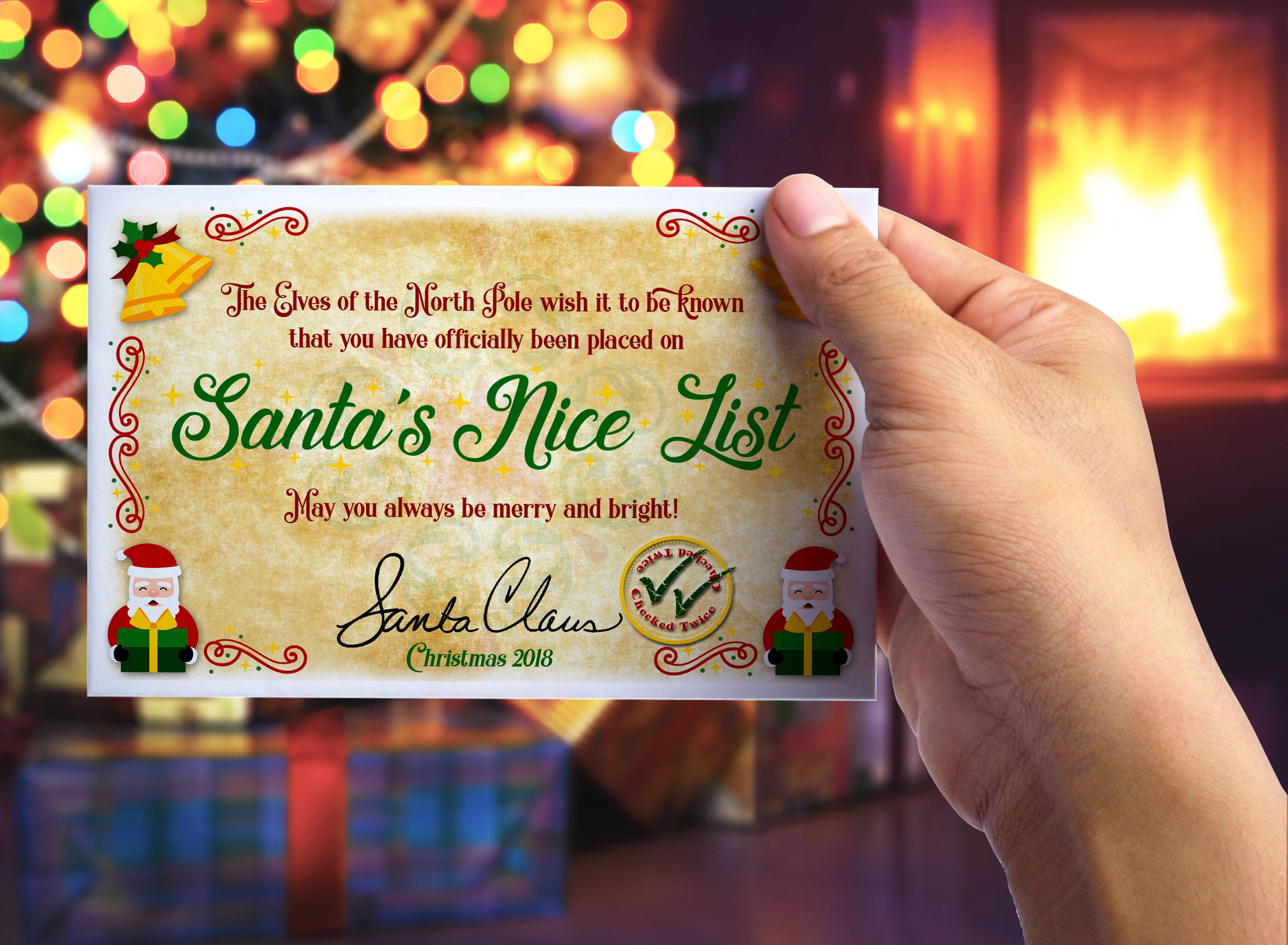 Mini Santa S Nice List Certificate Parchment Background