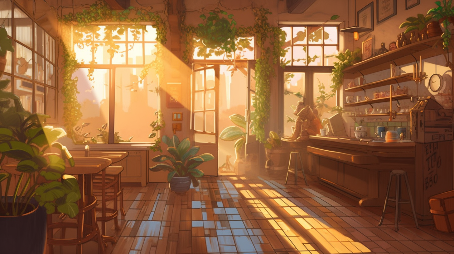 Coffee Shop With Warm Atmosphere Wallpaper