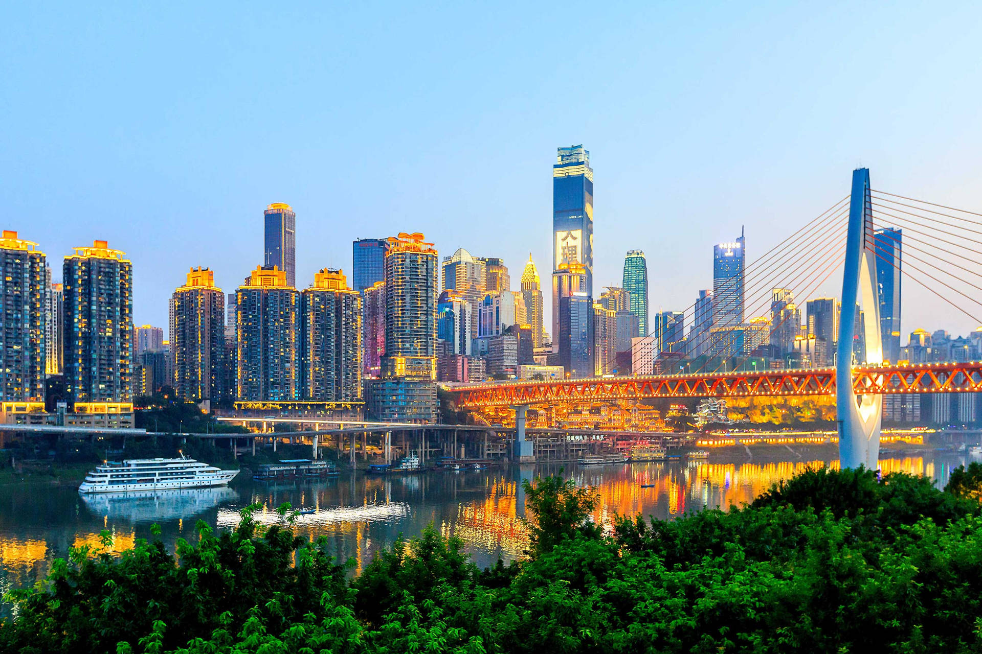 Harbin City Bridge And Skyscrapers 8ac09z4lr13jnmf1 Wallpaper