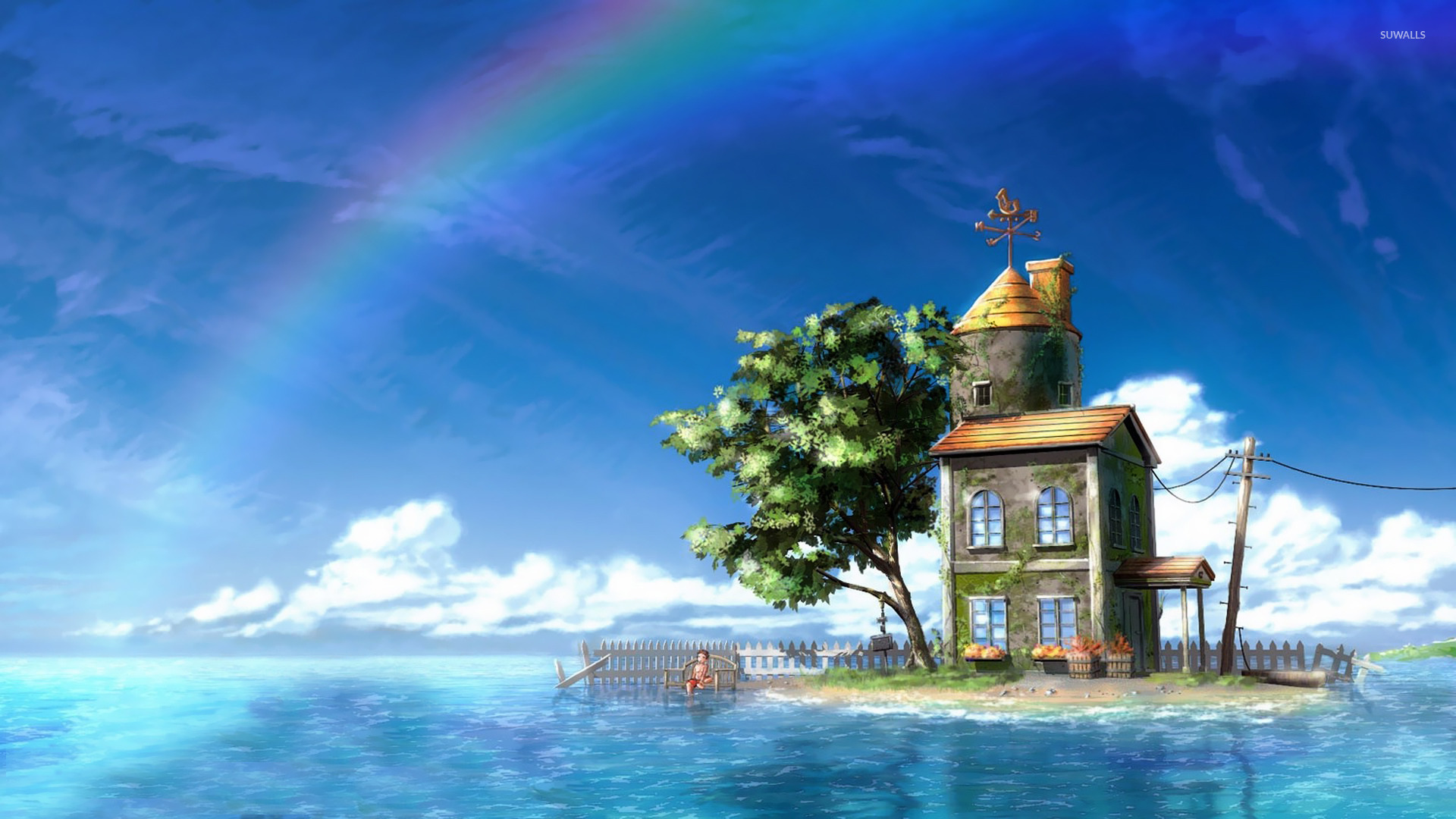 Small House On The Little Island Wallpaper Fantasy