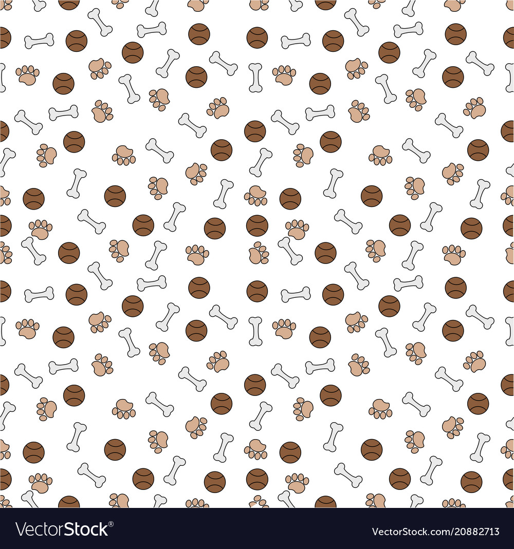 Background With Dog Paw Print Ball And Bone Vector Image