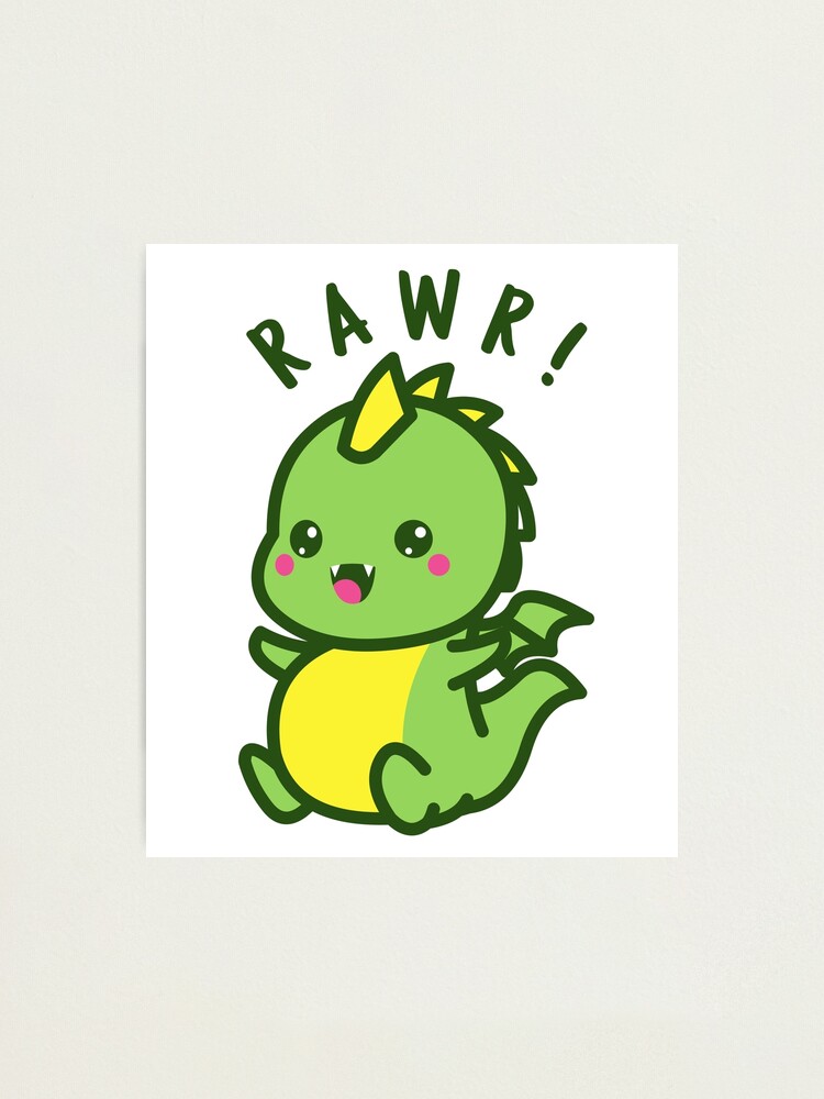 Rawr Cute Kawaii Dinosaur   Cute Baby Dino Photographic Print by
