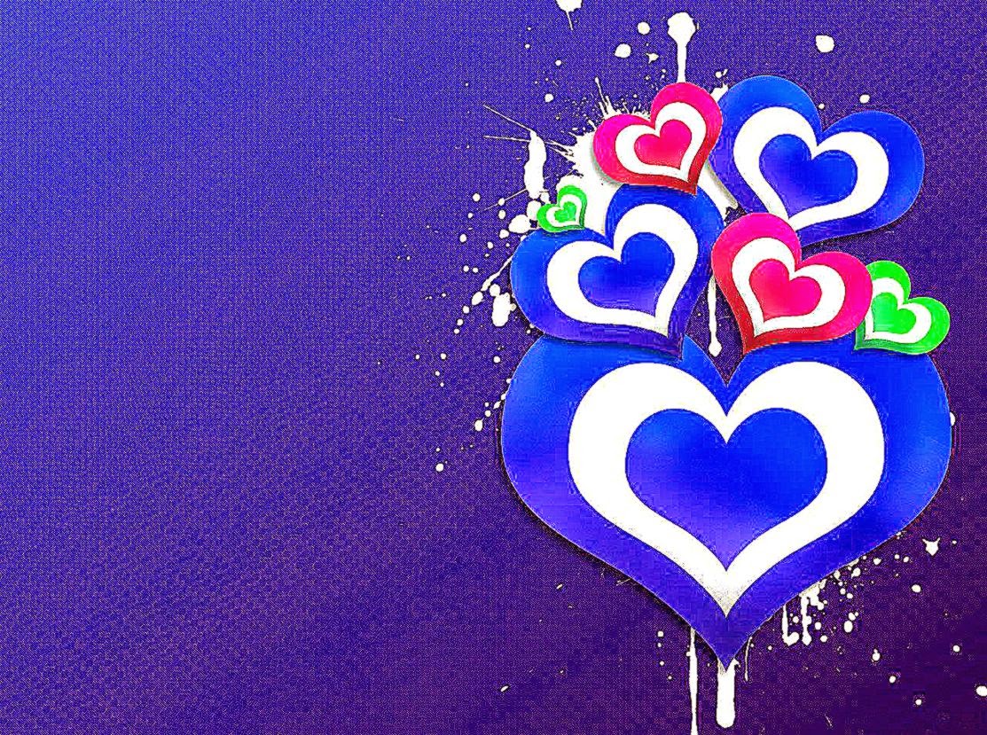 Blue Love Hearts Wallpaper HD Desktop Backgroud