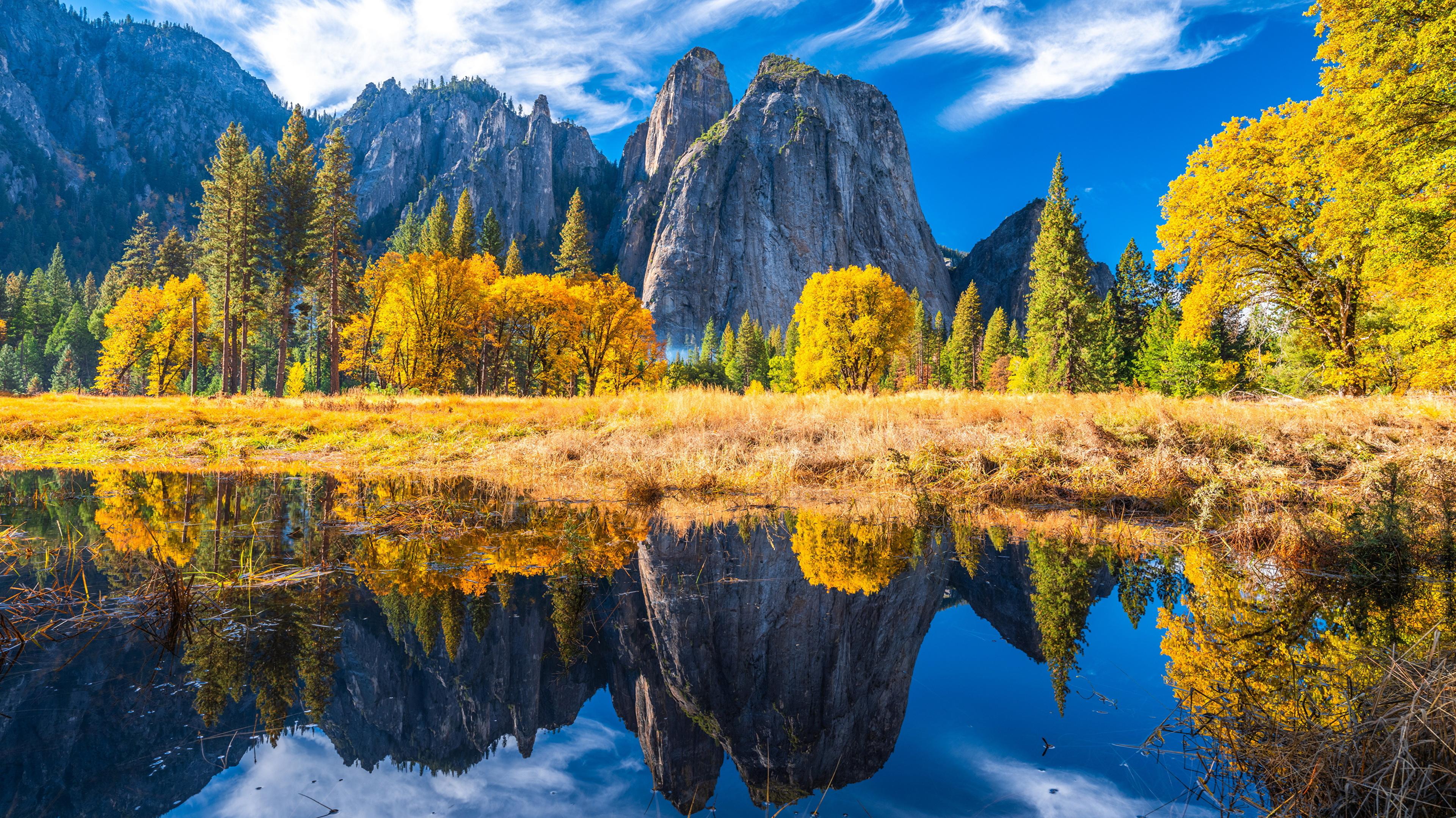 Wallpaper Yosemite California Usa Cliff Autumn Nature