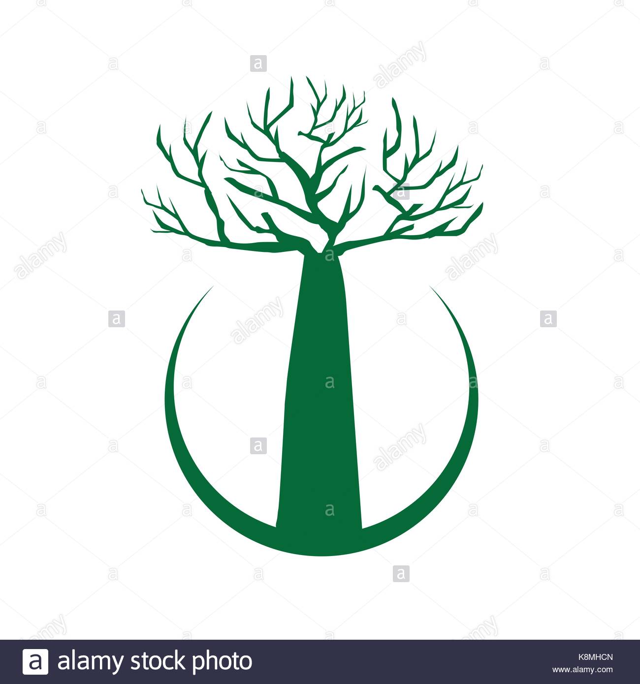 Baobab Tree Illustration Icon Design Isolated On White