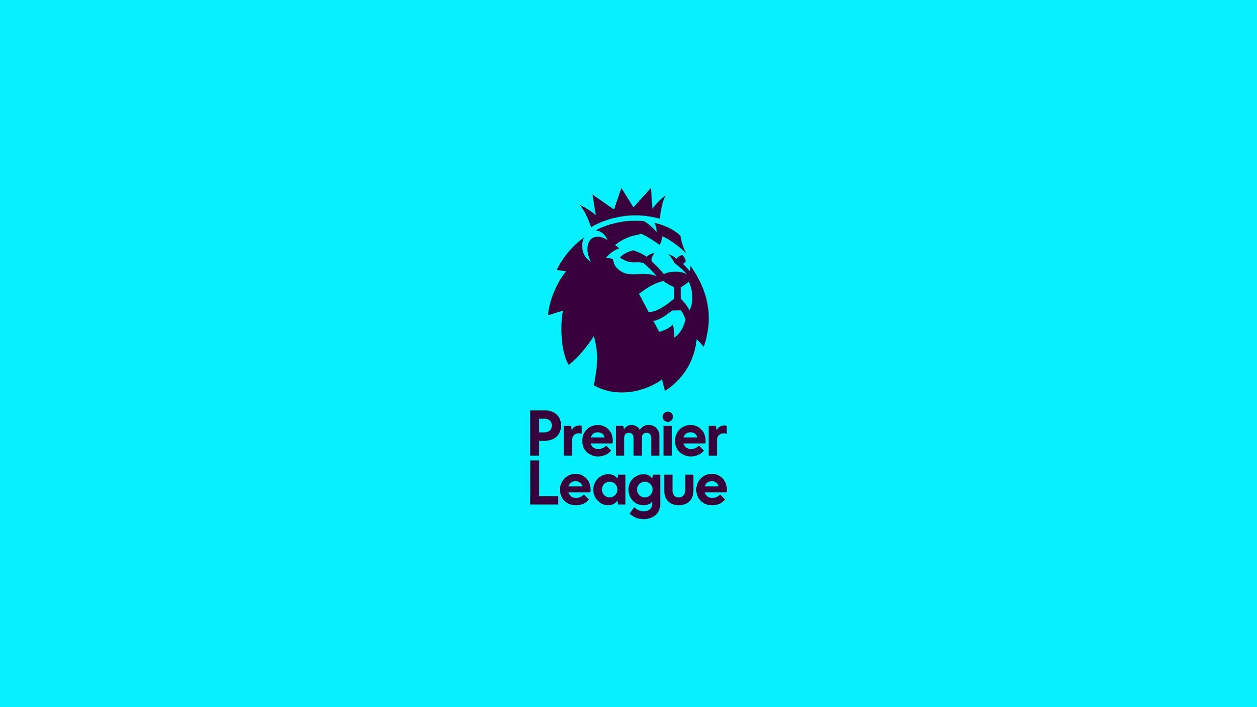Premier League logo on a vibrant cyan background