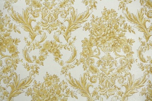 S Vintage Wallpaper Gold And White Floral Damask