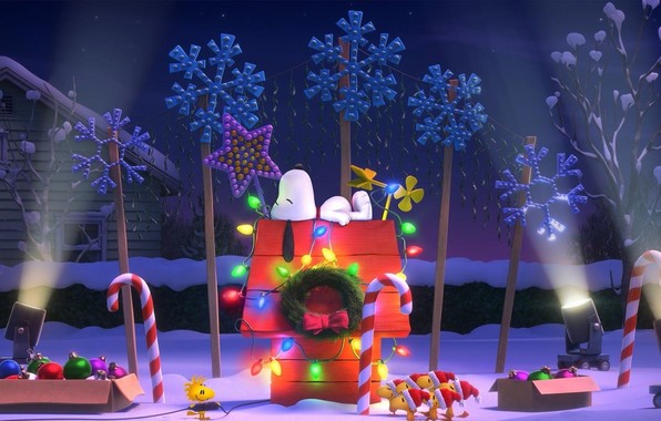 Wallpaper the peanuts christmas snoopy woodstock beagle wallpapers 596x380