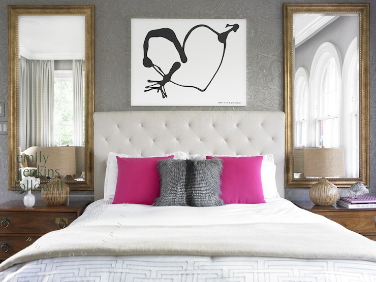 Gray Damask Wallpaper Contemporary Bedroom Emily Followill