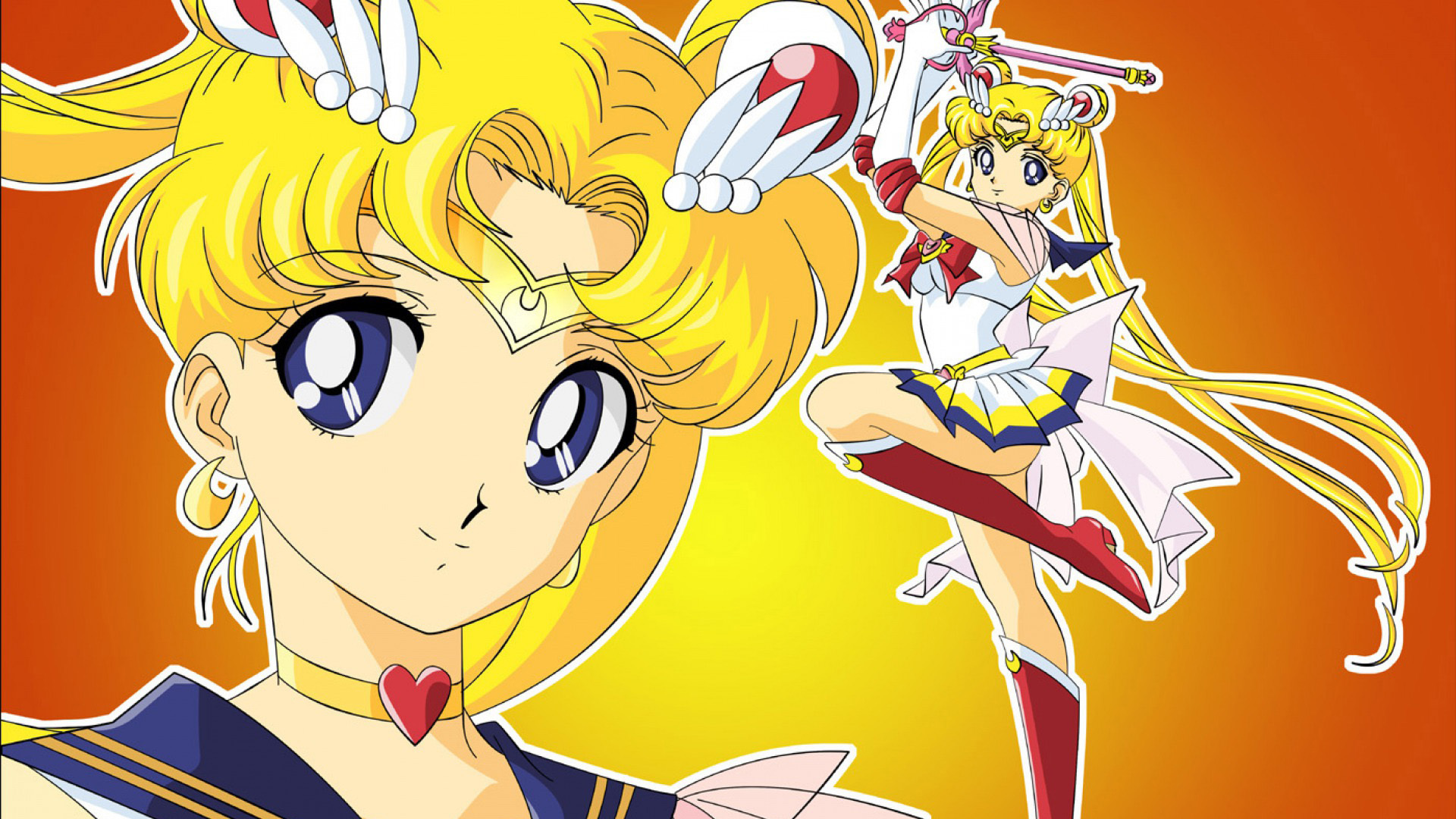 Sailor Moon in her signature pose, ready to fight evil