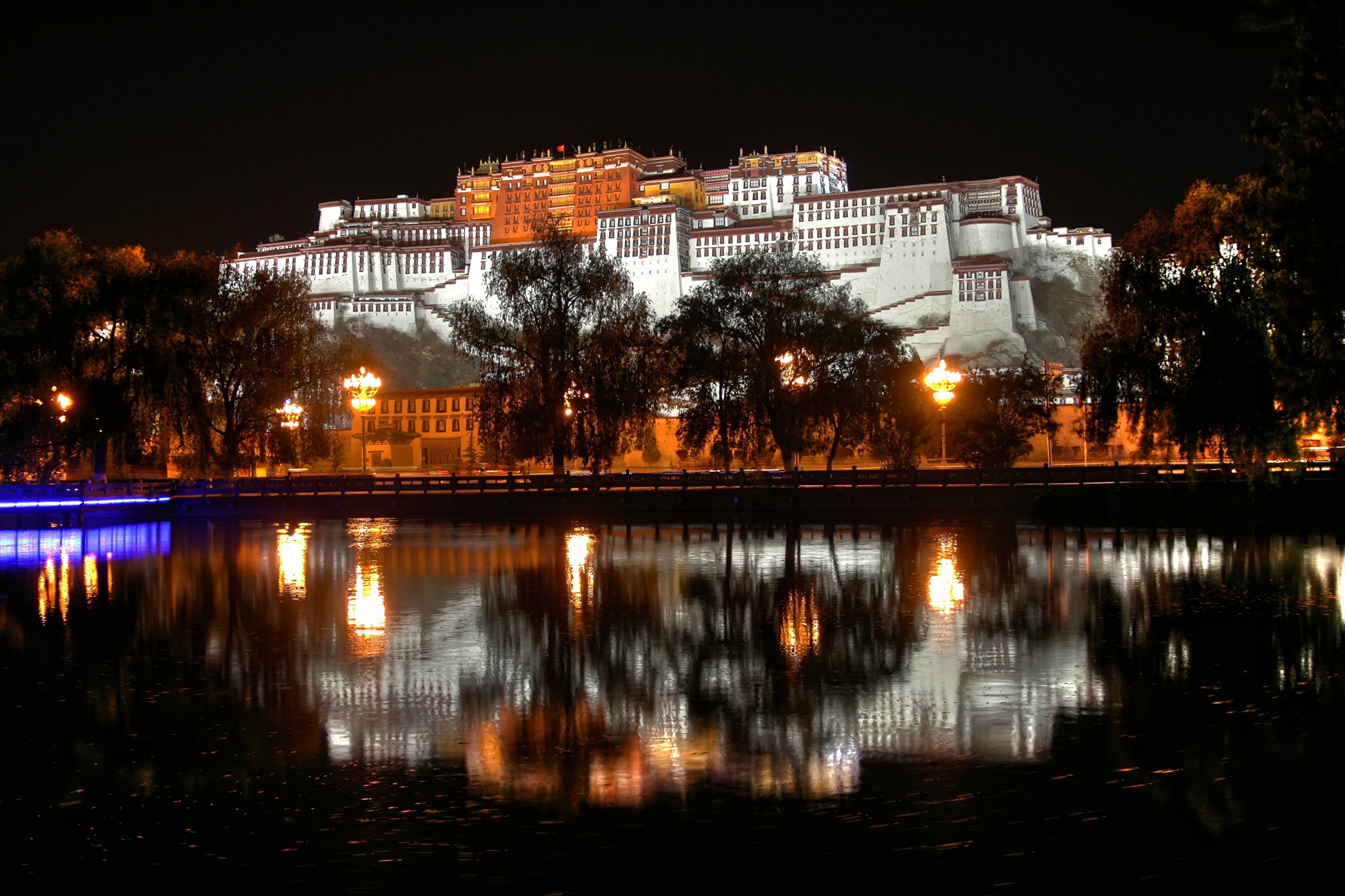 Image China Tibet Lhasa Castle Night Cities