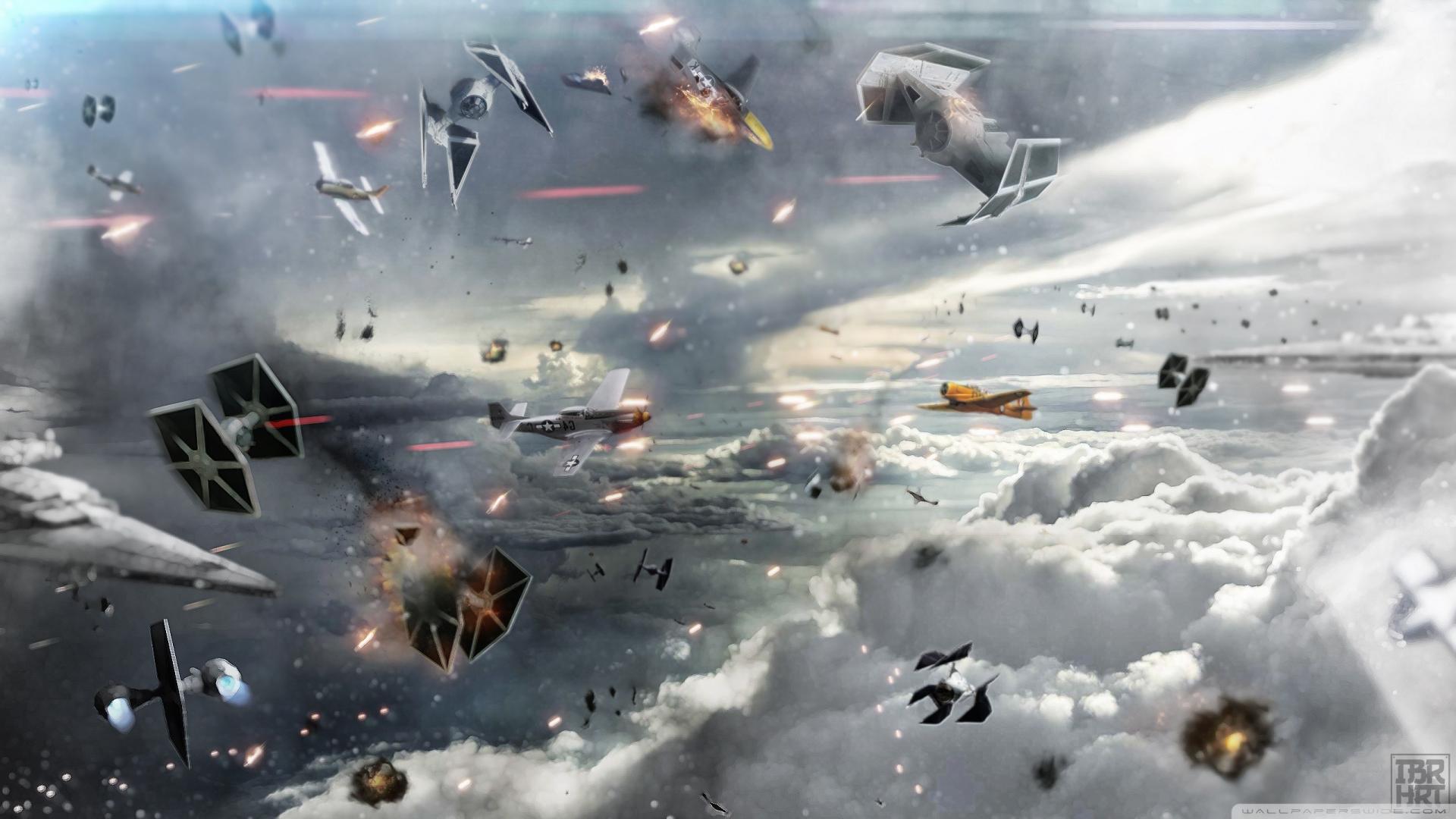Star wars battles tie fighters sky p 51 mustang wallpaper 67886